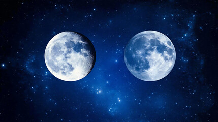Fototapeta premium Double Moon Nebula Cosmic Phenomenon Celestial Bodies Space Exploration Astrophotography Night Sky Scenery