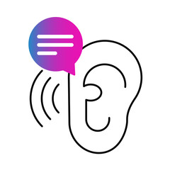 Ear icon. Active listening, communication, attentiveness, empathy, and interpersonal skills. Vector illustration.