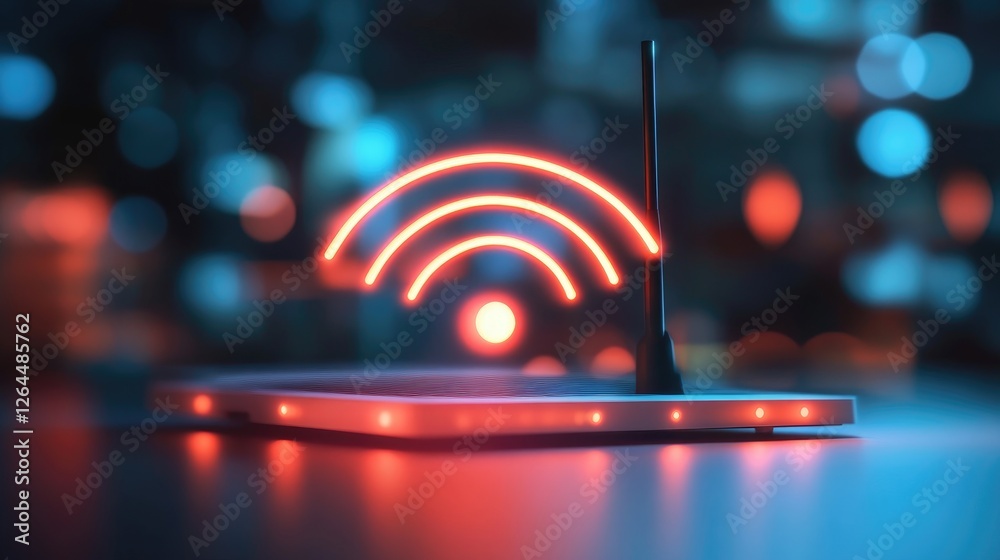 Poster a dynamic shot of a wi-fi signal being represented by a series of concentric circles emanating from 