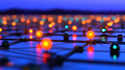 An abstract glowing grid of stars and planets, symbolizing the precision of universal space measurement.