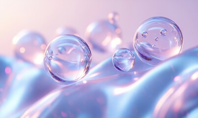 Naklejka premium Abstract translucent geometric orbs forming glowing wave patterns. Branding and advertising-ready, Generative AI