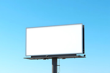 Outdoor billboard on blue sky background with clipping path