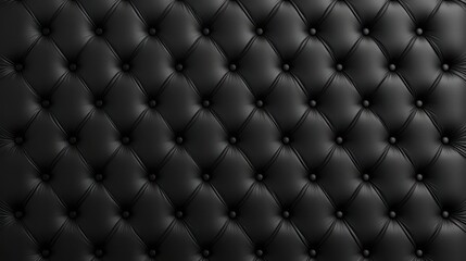 Dark Quilted Black Leather Upholstery Texture Background