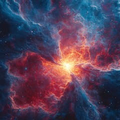 Vibrant Cosmic Explosion in Deep Space with Colorful Nebulae Effects