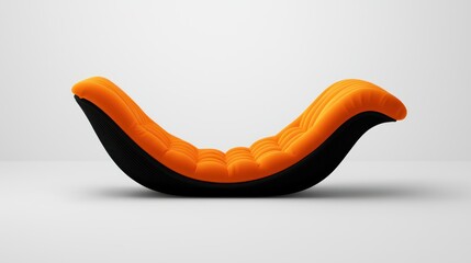 Fototapeta premium Modern Lounger in Tangerine and Black: A sleek and stylish lounge chair in a vibrant tangerine orange and black color scheme boasts a unique wave-like design.
