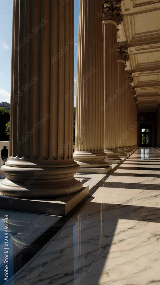 Poster grand corridor of classical columns stretching into the distance