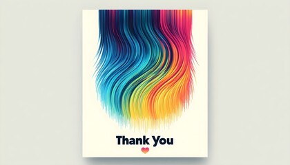 Naklejka premium Thank you poster with spectrum brush strokes on white background. 
