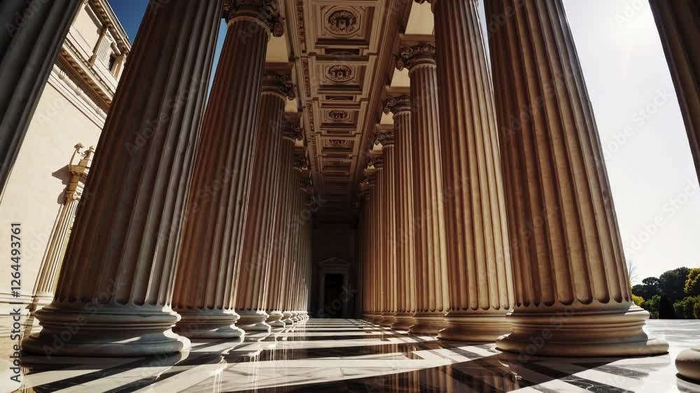 Poster grand corridor of classical columns stretching into the distance