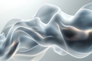 Obraz premium Abstract translucent geometric layers forming radiant waveforms. Minimalistic futuristic design, Generative AI