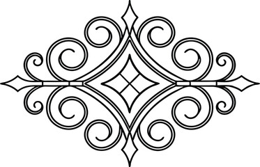Ornate Decorative Design Element Swirls, Diamonds, and Lines