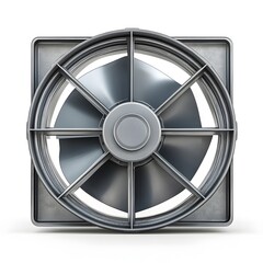 Obraz premium Industrial Exhaust Fan in Front View Isolated on White Background