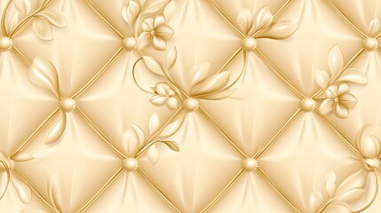 Elegant Beige Upholstery with Floral Embellishments