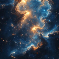 Obraz premium Majestic Cosmic Nebula with Vibrant Colors and Stellar Clouds