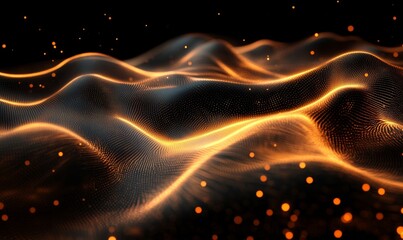 Abstract polygonal chaotic waves forming translucent glowing arcs, Generative AI