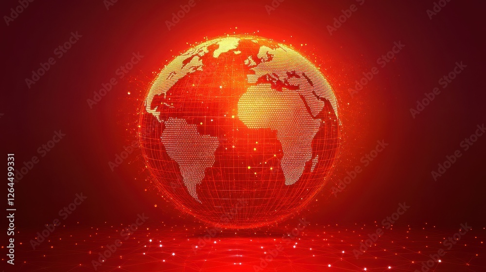 Aufkleber technology image of globe. abstract polygonal shapes. background with connecting dots and lines. gra