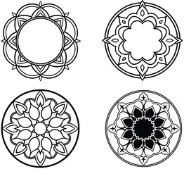 set of round ornamental elements