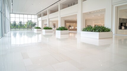 Fototapeta premium Empty modern lobby, spacious interior, bright and clean. Possible use Commercial real estate, architecture, design