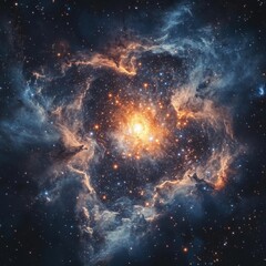 Stunning Cosmic Nebula with Bright Stars and Colorful Gas Clouds