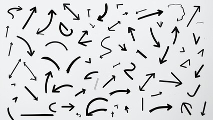 Isolated vector arrows, hand drawn on a white background
