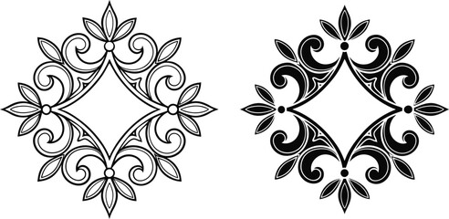 Ornate Floral Frame Designs Elegant Black and White Ornaments