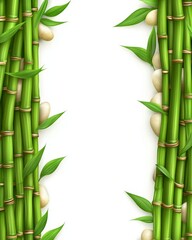 Obraz premium Vertical bamboo stems on a white background, symbolizing growth, purity, and natural strength in clean, eco friendly minimalist design