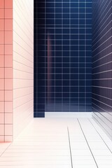 Modern, tiled interior space with contrasting colors