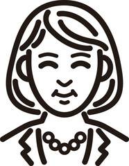 人物　女性　ミドル　シニア　ビジネス　スーツ　線　シンプル　アイコン　イラスト　素材
