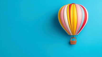 Fototapeta premium Pastel Multicolored Hot Air Balloon Model on Light Blue Background