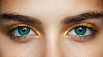 Obraz premium Eyebrow fashion style design concept. Vibrant Peacock Inspired Eyebrow Styling with Striking Color Palette