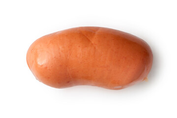 One thick short sausage on a white background.