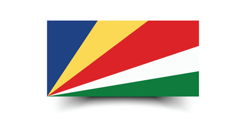 Seychelles flag. Flag of Seychelles. The official ratio. Flag icon. Standard color. Standard size. A rectangular flag. Computer illustration. Digital illustration. Vector illustration.