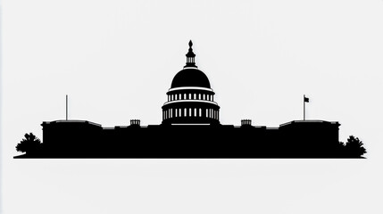 Vector illustration of the United States Capitol Hill building silhouette