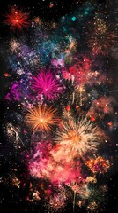 digital technology colorful shining fireworks illustration poster background