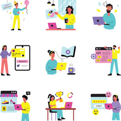 Online Payment Concept vector illustration Set 8.  isolated on white Background.