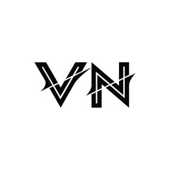 VN monogram logo design letter text name symbol monochrome logotype alphabet character simple logo