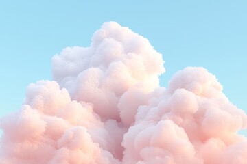 Soft pink clouds against a light blue sky create a dreamy, serene atmosphere.