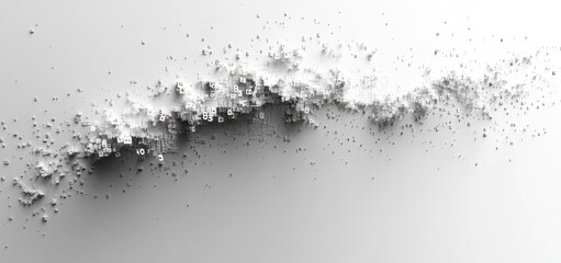 Obraz premium Abstract Digital Data Stream: A 3D Render of White Cubes Forming a Wave-like Pattern