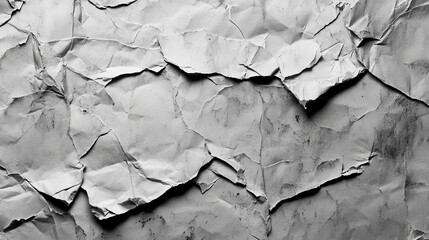 Crumpled paper texture, monochrome background, design element