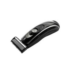 Black electric hair clipper on white background
