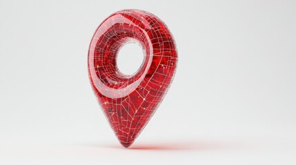 3D red map pin icon isolated on white background, representing location, GPS navigation, and destination in digital interfaces and apps.