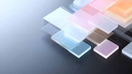 Abstract 3D blocks with gradient colors on a sleek background representing modern technology and innovation.