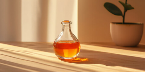 Close-up of Golden Oil Bubbles Floating in Liquid with Soft Focus