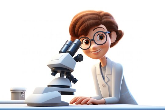 Microscope looking cartoon adult.