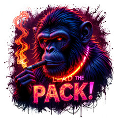 Hand drawn MONKEY with lettering illustration