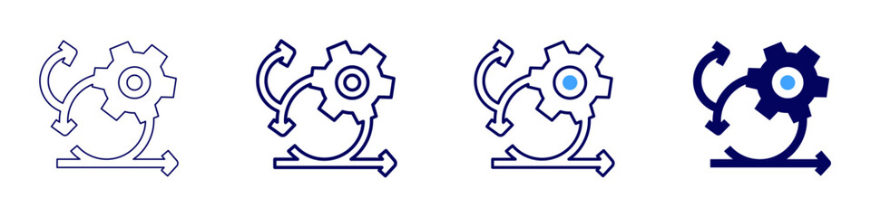 Scrum training icon in 4 different styles. Thin Line, Line, Bold Line, Duotone. Duotone style. Editable stroke