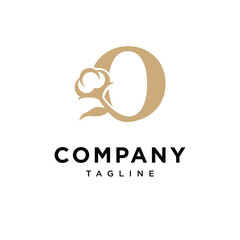 Letter O Cotton Gold Logo Icon vector