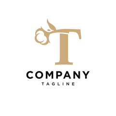 Letter T Cotton Gold Logo Icon vector