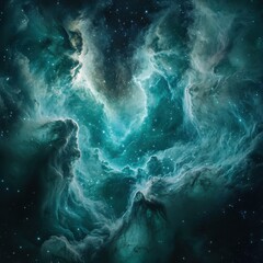 Ethereal Cosmic Nebula with Vibrant Colors and Starry Background