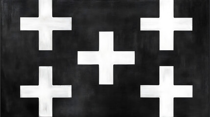 Fototapeta premium Graphic Array of Cross Symbols in Negative Space Design Arrangement on Textured Canvas Surface