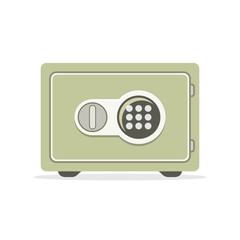 Metal bank safe icon in flat style. Money vault vector illustration on isolated background. Storage sign business concept.